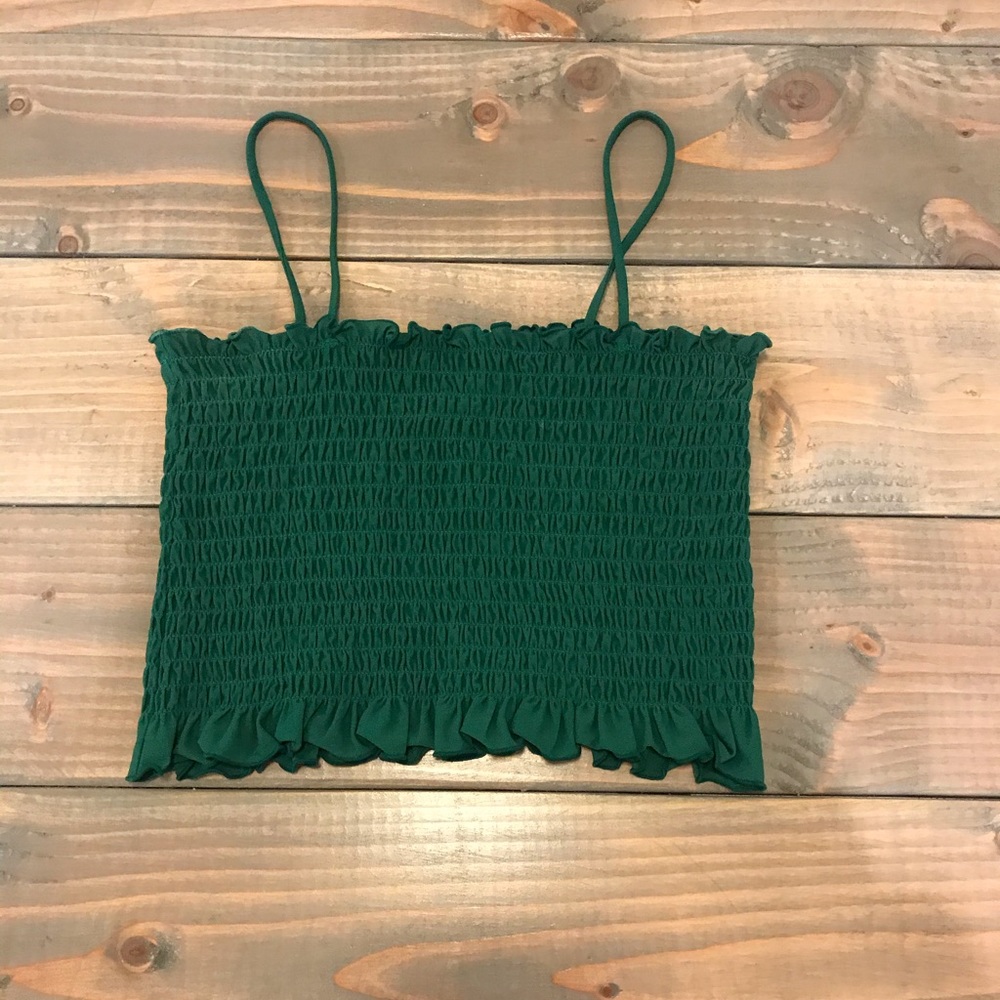 Cropped smocked tank